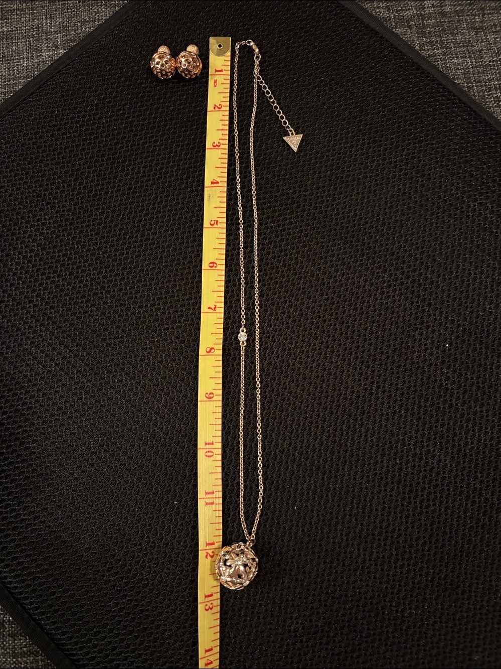 Guess Delicate Rose Gold Filigree Pendant Necklace and Rose Gold Earrings - Picture 12 of 12